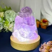 【MU工坊】淺紫水晶擴香石夜燈/水晶擴香燈/碎石/室內香薰/淨化