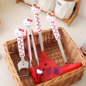 kitty 夾子菜鏟鍋鏟削皮器貓頭夾矽膠燒烤夾烤肉夾子食品夾子冰塊夾