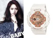 BABY-G CASIO卡西歐少女時代潤娥(允兒)代言立體白玫瑰金雙顯女錶 型號：BA-110-7A1DR【神梭鐘錶】