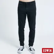 EDWIN 男款 EDGE 紅線緄皮丹寧錐形牛仔褲(黑色)