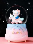 熱賣庫洛米水晶球hellokitty八音盒飄雪旋轉音樂盒六一兒童節禮物釹孩