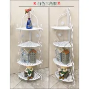 (店+)歐舍傢居 轉角架 小花 白色 鐵架 鐵製 四層 鐵藝 收納架 三角架 展示架 衛浴 室 落地 置物架 隙縫架 收納層架