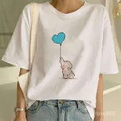 Cartoon Elephant卡通可愛小象夏季休閒百搭印花女裝短袖T恤女