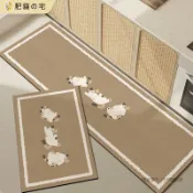 客製地墊+加厚不掉屑 日式慵懶貓咪廚房地墊 升級白底無異味 矽藻土軟地墊 吸水地墊 廚房地墊防水防油 廚房地毯 腳踏墊