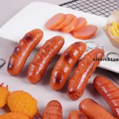 仿真熱狗腸模型  仿真食物臺灣烤腸鑰匙扣掛件假火腿腸香腸大蒜掛件 拍攝廚房裝飾櫥柜裝飾擺件不可食用