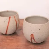 備前燒 自由杯 (中)褶皺紋 f1-087