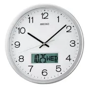 SEIKO CLOCK精工液晶螢幕顯示日期.星期.日曆數字雙顯滑動式秒針靜音掛鐘 型號：QXL007S【神梭鐘錶】