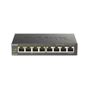 【D-Link】DGS-1008P 8埠port 1000M Gigabit超高速乙太網路桌上型無網管壁掛金屬PoE交換器GE switch Hub