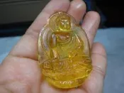 天然清透金黃曜石 精雕 藥師佛如來 玉墜 ~~ 法相莊嚴 趨吉避邪 保佑平安 吉祥如意 ~~ 驅除負能量 招來正能量TB
