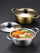 全球選品1館 生活百貨 韓式不鏽鋼泡麵鍋網紅螺螄粉煮麵鍋帶蓋雙耳湯鍋火鍋海鮮鍋拌麵鍋