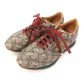【DOKODEMO】全新未使用 GUCCI Palace GG Supreme GG-P 繫帶運動鞋，附標誌五金件，35ブラウン，棕色，義大利製造，附鞋盒和防塵袋