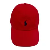 【RALPH LAUREN】POLO刺繡小馬LOGO鴨舌/棒球帽(紅)