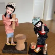 日本中古古董  長生閣紀念物人形  日本古物 民俗鄉土人物