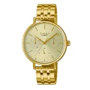 【CASIO 卡西歐】SHEEN 施華洛世奇水鑽系列/藍寶石水晶玻璃/34mm/三眼設計(SHE-4541G-9A)