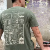 《自做自售》復古 T-shirt - 老廣告(軍綠)　中性 男女皆宜 禮物推薦 台灣特色 台灣設計