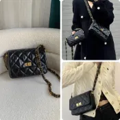 (店+)【LEEHER】女生/包包/牛皮小香包/側背包/真皮女包/小香風包包/鏈條包包/手機包/寬背帶斜背包/小方包