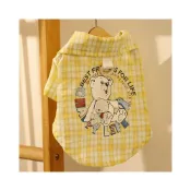 (店+)寵物奇城🐾🏚️ 狗狗寵物衣服春夏帶牽引扣寵物服飾外出專用可愛小熊圖案按扣襯衫