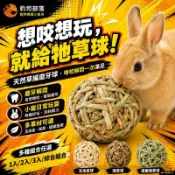 【毛孩】 兔子草球 提摩西苜蓿草編織磨牙球 玉米皮球 小寵啃咬玩具 豚鼠荷蘭豬天竺鼠健齒解悶 1入/2入 磨牙潔齒
