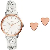 FOSSIL Neely 花蕊之心套錶組 周年慶好禮 送禮首選-34mm ES4383SET
