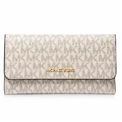 【Michael Kors】MK JET SET TRAVEL防刮皮革掀蓋式三折長夾(多色任選)