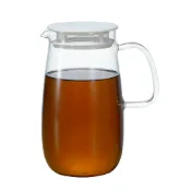 HARIO 白色麥茶君 1000ml｜日本製耐熱玻璃 微波爐泡茶壺 冷泡茶壺 濾網茶壺 XMP-1000-W