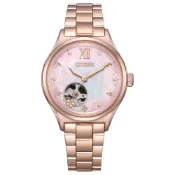 CITIZEN星辰錶 LADY'S PC1017-96W 機械機芯母親節推薦款白蝶貝女士腕錶 34mm
