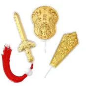 【福西珠寶】黃金神明法器 宗教金飾三選一 令牌／媽祖扇／七星劍 壓克力封裝 (金重0.06錢正負0.01錢)