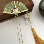 🔥優選免運🔥旗袍髮簪🔥🔥新中式金屬扇子流蘇髮簪🔥髮釵🔥馬面裙旗袍配飾🔥2024年新簪子髮飾國風637