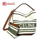 【DOKODEMO】CELINE Border Bucket Bag 16 (Seize) 條紋紡織手提包