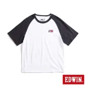 EDWIN x FILA聯名 男款 經典主義拉克蘭袖拼接色短袖T恤(黑色)