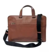 【BOTTEGA VENETA 寶緹嘉】598201 經典手工編織細格紋拼接撞色手提斜背公事包商務包(全新展示品-棕色)