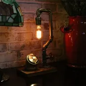耶誕節交換禮物工業風水管燈 桌燈帶表臺燈情人節禮物