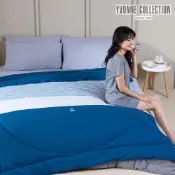 YVONNE 以旺傢飾 條紋皇家熊 雙人四季被-普魯士藍