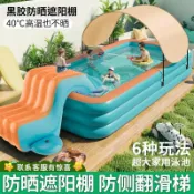 森活選物 【加厚防曬】充氣滑梯游泳池 兒童泳池 戶外戲水池 大型泳池 遮陽棚泳池 寶寶戲水玩具 夏日玩水必備 加大加厚設計 安全防漏 親子同樂