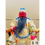 「昌隆」 一尺三連座 關聖帝君 關公 文衡聖帝 關老爺 樟木製 實木雕刻 金身 神像 神尊 神明 拜拜 佛具 1尺3