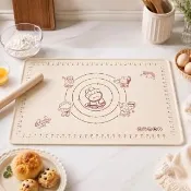 60X40CM食品級矽膠不沾揉麵墊(桿麵墊 烘焙墊 防滑 易清洗 耐高溫 料理墊 烘焙紙 防滑 和麵 麵包)