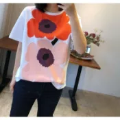 復古大花印花中性款T恤Marimekko