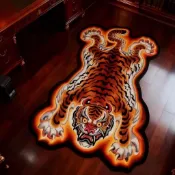 【i北鼻】 創意 地毯 異形 地墊 水晶絨地毯輕奢臥室出租屋室內設計豹紋卡通房間入戶門虎皮毯子