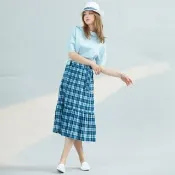 【AZUR】野餐時光甜美格紋魚尾裙-2色