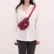 【KENZO】經典LOGO電繡虎頭帆布三用後背包胸口包腰包(酒紅)