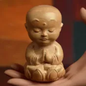 協貿國際日用品生活館 禪意閣 桃木木雕手把件打坐小沙彌擺件把玩件 家居裝飾擺設工藝品