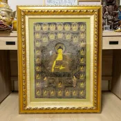 三十五佛 頂級金色貴金屬手繪唐卡 主尊釋迦摩尼 非次級印刷品