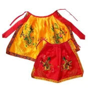 神明衣 神明衣服佛衣龍袍紅黃色雙龍刺繡平繡龍披披風佛像鬥...