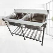 【Abis】客製商品-頂級升級加牆款304不鏽鋼120CM雙洗台加深30特大水槽/洗手台/洗碗槽/洗衣槽/流理台(4尺)