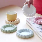 泡泡花邊圓形杯墊水泥矽膠模具,DIY水泥北歐杯墊托盤陶器模具家庭裝飾品手工藝品