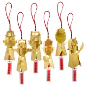 《春佰億》開運招財保平安金箔好神公仔【6入+祈福小卡】-媽祖/濟公/關公/三太子/文昌/土地公/手機吊飾