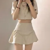 🎊名媛風 溫柔小個子甜美氣質顯瘦小香風白色短西裝魚尾半身裙兩件套裝 女夏 夏天套裝 小香風洋裝 女套裝 小香風上衣