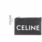 【CELINE】賽琳 字母印花小牛皮卡片夾 零錢包-黑色(10F993DMF 38SI)