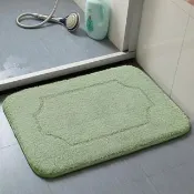 【G+ 居家】加厚記憶綿毛絨彈力吸水地墊40x60cm-幾何蘋果綠(止滑墊/防滑墊/衛浴墊/玄關墊)