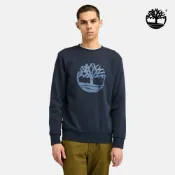 Timberland 男款深寶石藍大LOGO圓領長袖上衣|A6K47433